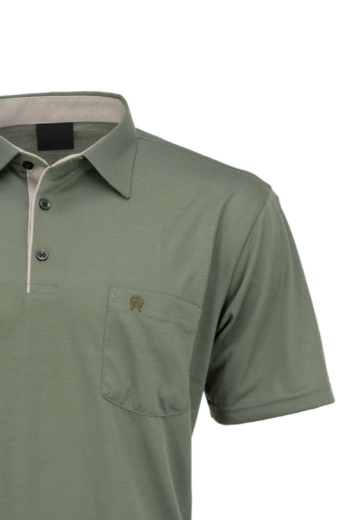 Erkek Gömlek Yaka Cepli Kısa Kollu Normal Kesim Tam Kalıp Premium Pamuklu Kumaş T-shirt